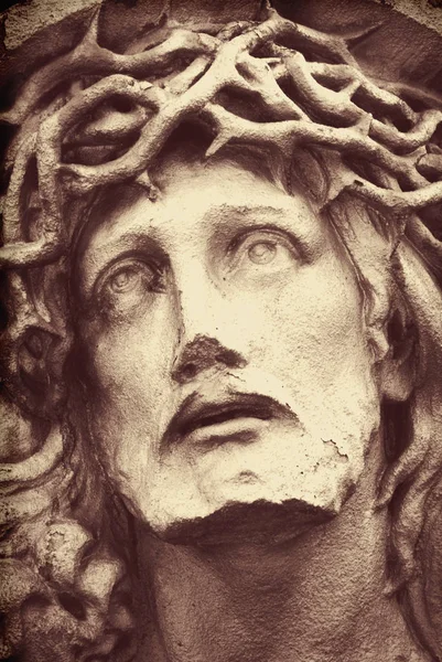 Statue Jésus Christ Sur Fond Gris — Photo