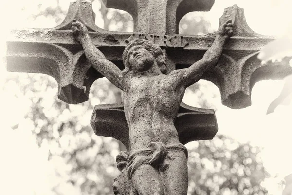 Crucificação Jesus Cristo Estátua Antiga — Fotografia de Stock