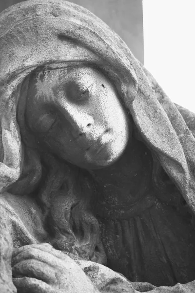 Statua Della Donna Sulla Tomba Come Simbolo Depressione Dolore Dolore — Foto Stock