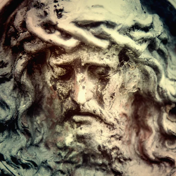 Marble Antique Beautiful Statue Suffering Jesus Christ Crown Thorns Religion — Stock Photo, Image