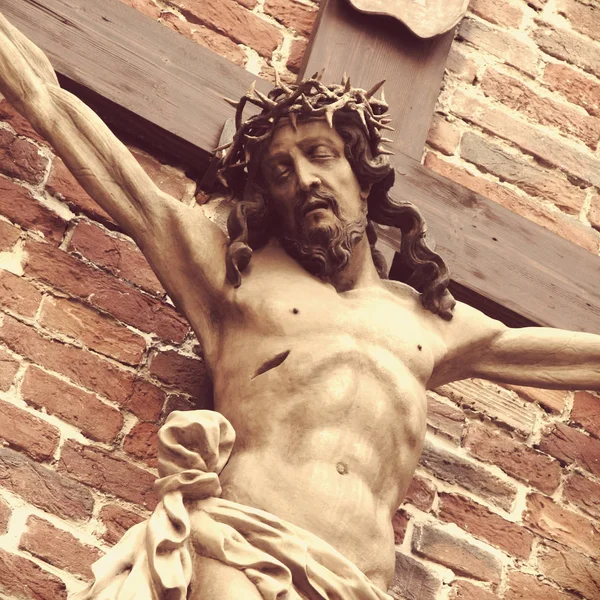 Heilige Kruis Met Gekruisigde Jezus Christus Details — Stockfoto