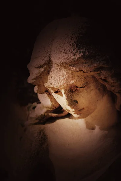 Марочні Зображення Сумною Angel Ретро Стилізовані Віри Релігія Християнство Смерть — стокове фото