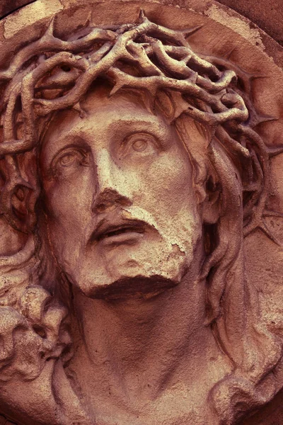 Rostro Jesucristo Fragmento Estatua — Foto de Stock