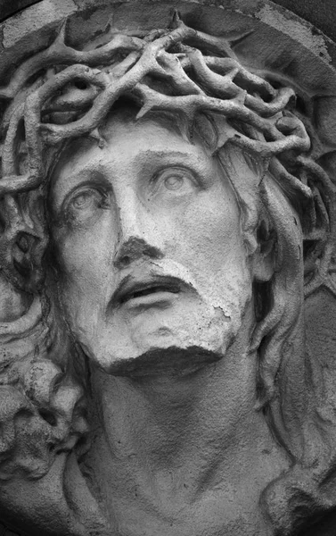 Estatua Jesucristo Sobre Fondo Gris — Foto de Stock