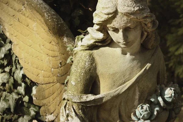 Anjo Guarda Estátua Antiga Religião Símbolo Segurança — Fotografia de Stock