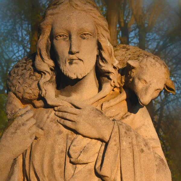 Jesus Cristo Bom Pastor Composição Arte Detalhes — Fotografia de Stock