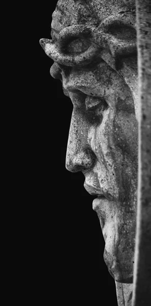 Tvář Ježíše Krista Fragment Socha — Stock fotografie
