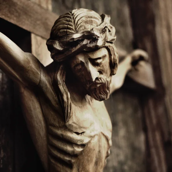 Crucificação Jesus Cristo Como Símbolo Ressurreição Imortalidade Alma Humana Estátua — Fotografia de Stock