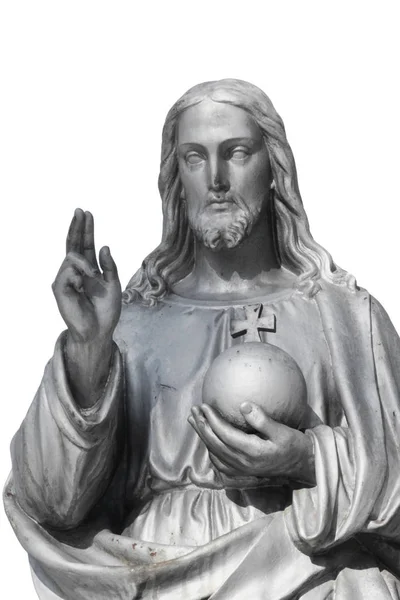Учитель Иисус Христос Статуя Фоне Dlue — стоковое фото