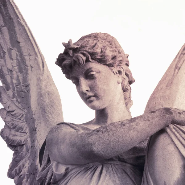 Vintage image of a sad angel on a cemetery — Stock Photo, Image