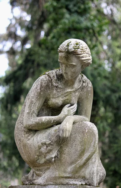 우울증 슬픔의 상징으로 무덤에 여자의 — 스톡 사진