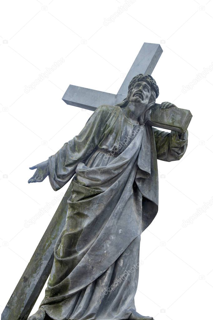 Ancient statue of the crucifixion of Jesus Christ as a symbol of