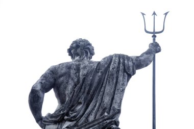 Denizler ve okyanuslar Neptün (Poseidon) Tanrı'nın antik heykel arkadan görüntülemek