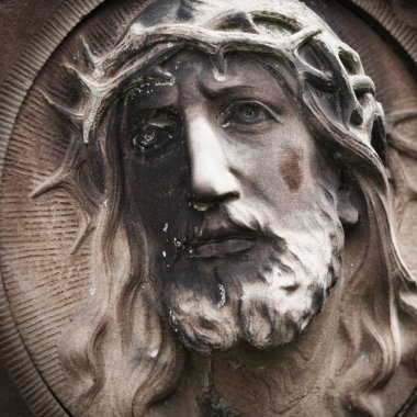 antik heykel İsa Mesih'in sevgi, inanç ve din bir sembolü olarak parçası.