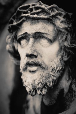Dikenli taç İsa acı mermer antik güzel heykel 