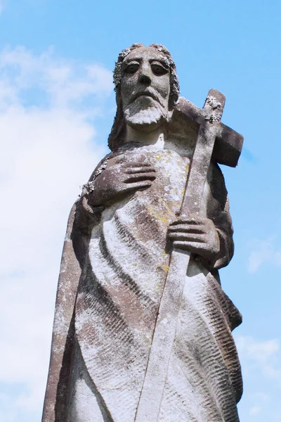 Jésus Christ Portant Croix Fragment Statue — Photo