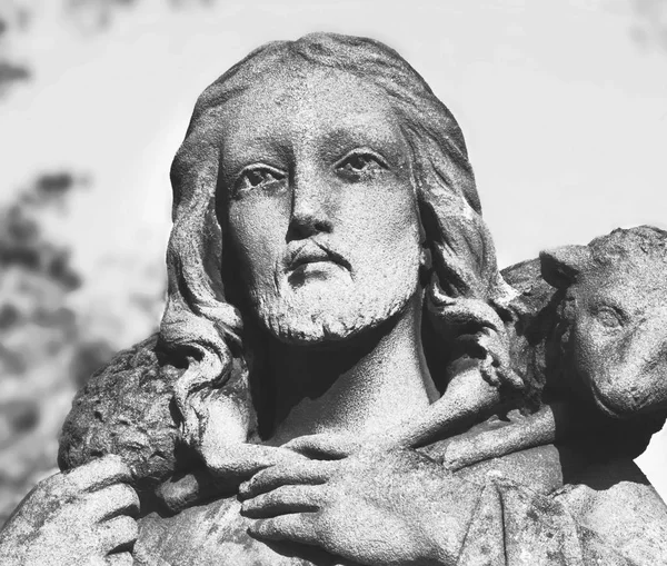 Иисус Христос Добрый Пастырь Художественная Композиция Детали — стоковое фото