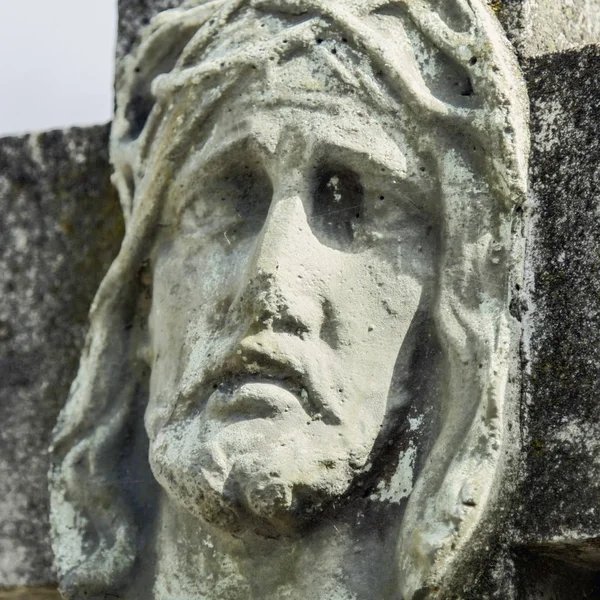 Gezicht Van Jezus Christus Kroon Van Doornen Fragment Van Oud — Stockfoto