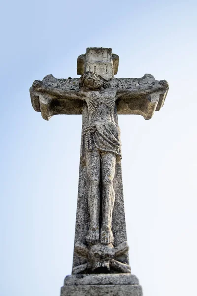 crucifixion of Jesus Christ as a symbol of resurrection and immortality of the human soul (ancient stone statue)