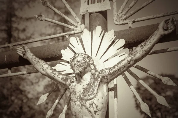 Crucificação Jesus Cristo Como Símbolo Amor Deus Imagem Retro Style — Fotografia de Stock