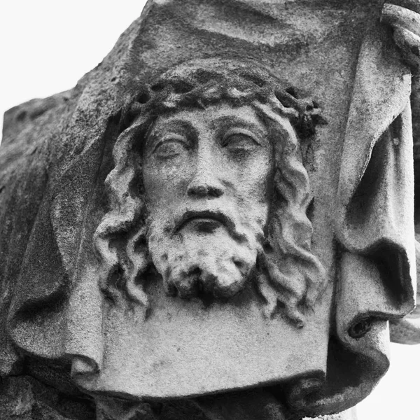Πρόσωπο Του Ιησού Χριστού Κορώνα Των Αγκαθιών Άγαλμα — Φωτογραφία Αρχείου