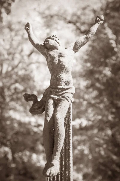 Santa Cruz Com Jesus Cristo Crucificado Detalhes — Fotografia de Stock