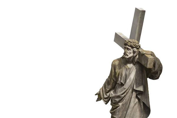 Santa Cruz Con Jesucristo Crucificado Estatua Antigua —  Fotos de Stock
