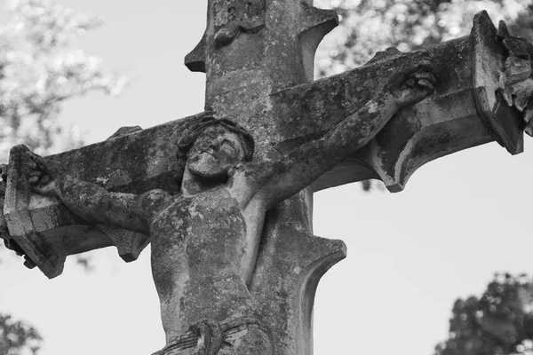 Jesucristo Crucificado Una Escultura Antigua Religión Pecado Concepto Salvación —  Fotos de Stock