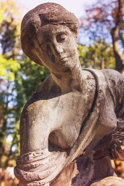 Fragment Antyczny Posąg Bogini Miłości Mitologii Greckiej Afrodyta Wenus Mitologii — Zdjęcie stockowe