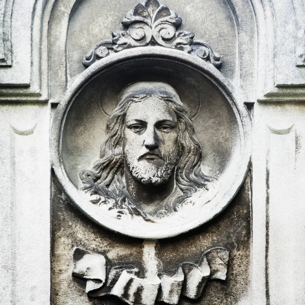 Antik Vacker Staty Lidande Jesu Kristi Törnekrona Religion Tro Död — Stockfoto