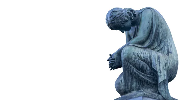 Socha Ženy Hrobě Jako Symbol Deprese Bolesti Zármutku Víra Náboženství — Stock fotografie