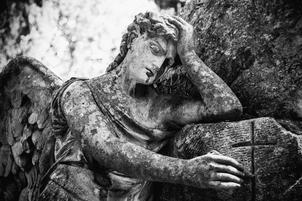 Anjo Morte Como Símbolo Fim Vida Estátua Antiga — Fotografia de Stock