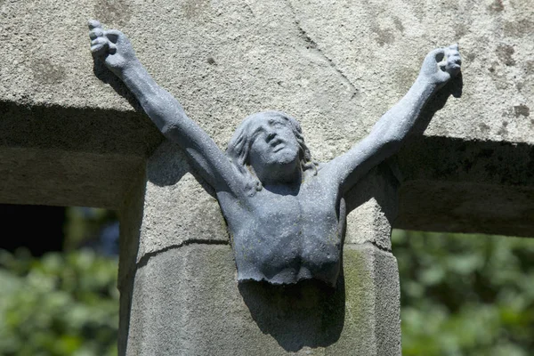 Jesus Cristo Crucificado Uma Antiga Escultura Quebrada — Fotografia de Stock