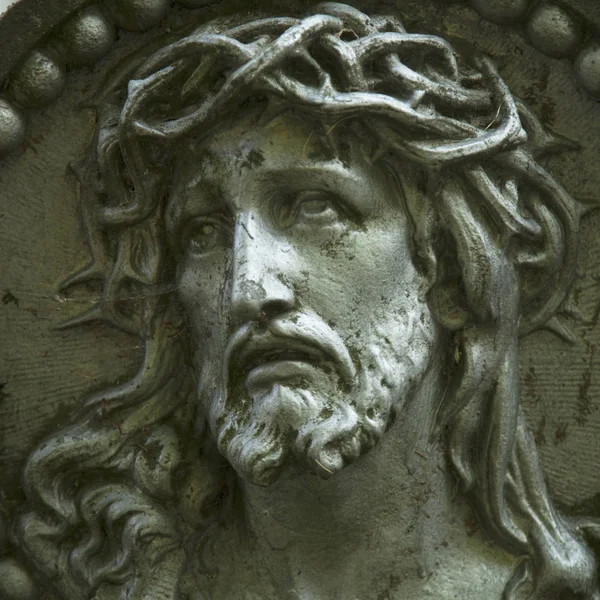 Gezicht Van Jezus Christus Fragment Van Standbeeld — Stockfoto