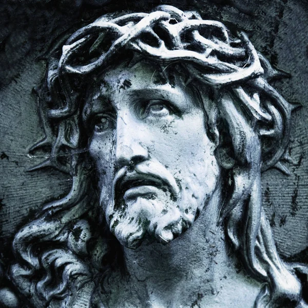 Fragment Antika Staty Jesus Kristus Som Symbol För Kärlek Tro — Stockfoto