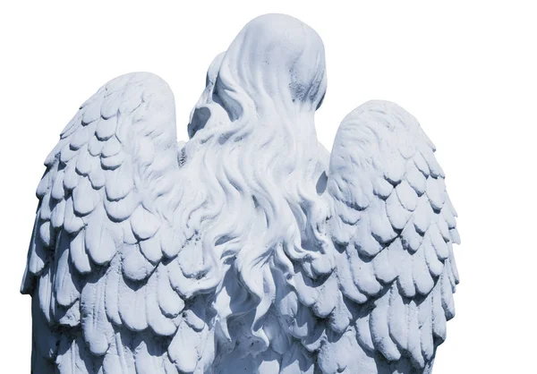 Mort Mon Ange Ancienne Sculpture Isolée Sur Blanc Douleur Peur — Photo