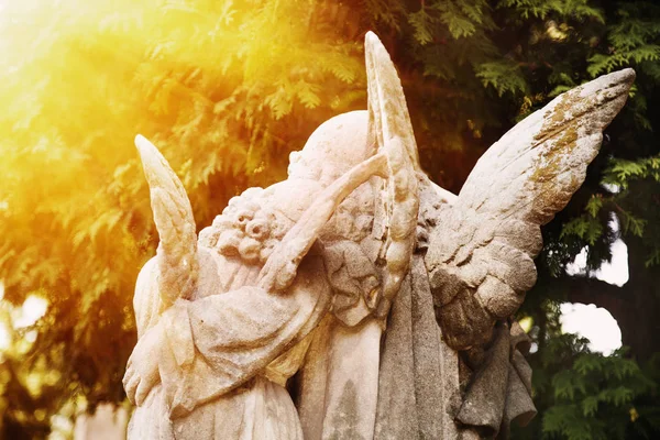 Antica Statua Pietra Angioletti Come Simbolo Guardie Bambini Amore Fede — Foto Stock