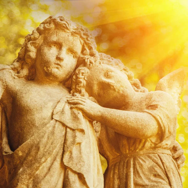 Antigua Estatua Piedra Angelitos Como Símbolo Guardias Para Los Niños — Foto de Stock