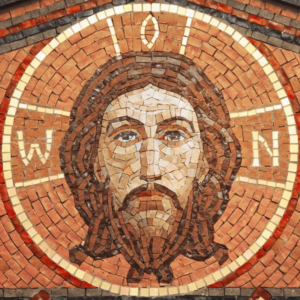 Ansikte Jesus Kristus Fragment Antika Mosaik — Stockfoto