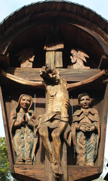 Kříž Ježíšem Kristem Lvově Ukrajina — Stock fotografie