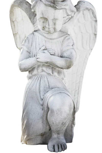 Primer Plano Una Antigua Estatua Ángel Guarda Foto Estilo Vintage — Foto de Stock