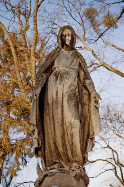 Estatua Virgen María Escultura Vintage Mujer Triste Pena —  Fotos de Stock