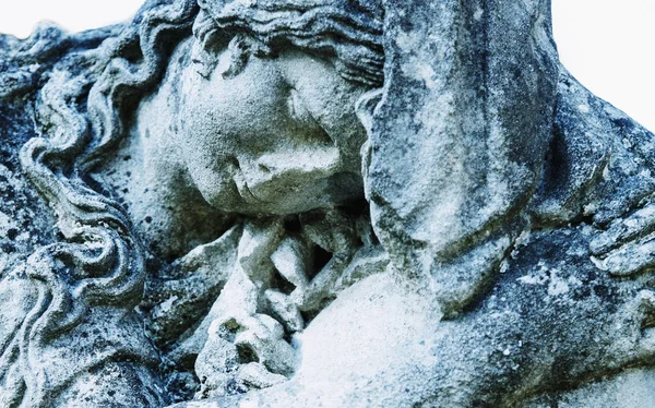 Statue Femme Sur Tombeau Comme Symbole Dépression Douleur Tristesse Foi — Photo