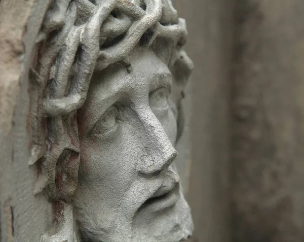 Rostro Jesucristo Fragmento Estatua —  Fotos de Stock