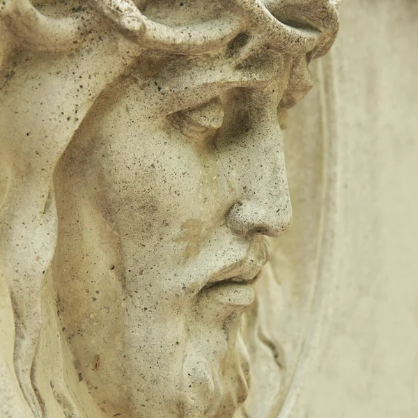 Rostro Jesucristo Fragmento Estatua —  Fotos de Stock