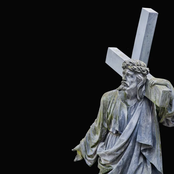 Camino Gólgota Antigua Estatua Jesucristo Con Cruz Santo Religión Dios —  Fotos de Stock