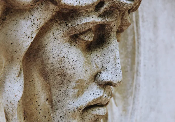 Обличчя Ісуса Христа Фрагмент Статуя — стокове фото