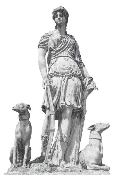 Escultura Antiga Diana Artemida Artemis Deusa Lua Vida Selvagem Natureza — Fotografia de Stock