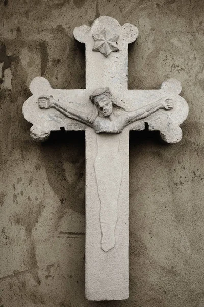 Crucifixion Jesus Christ Symbol Resurrection Immortality Human Soul Ancient Stone — Stock Photo, Image