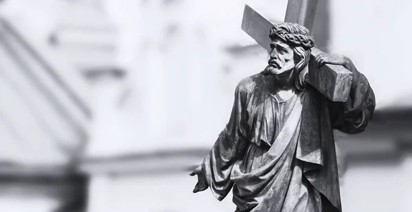 Crocifissione Gesù Cristo Come Simbolo Dell Amore Dio Statua Antica — Foto Stock